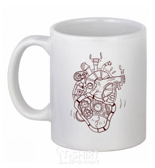 Ceramic mug The heart is mechanical White фото