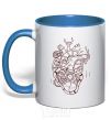 Mug with a colored handle The heart is mechanical royal-blue фото