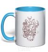 Mug with a colored handle The heart is mechanical sky-blue фото