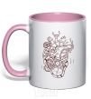 Mug with a colored handle The heart is mechanical light-pink фото