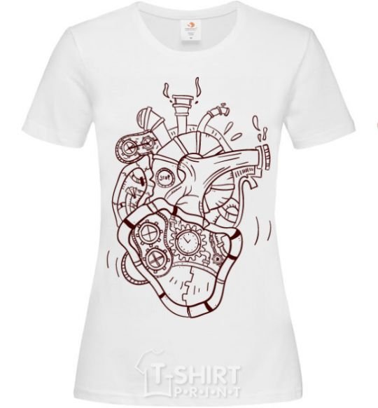 Women's T-shirt The heart is mechanical White фото