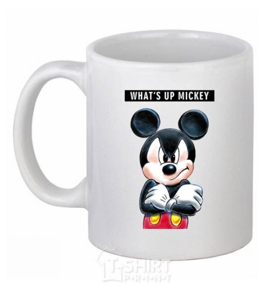 Ceramic mug Wat's up Mikey White фото