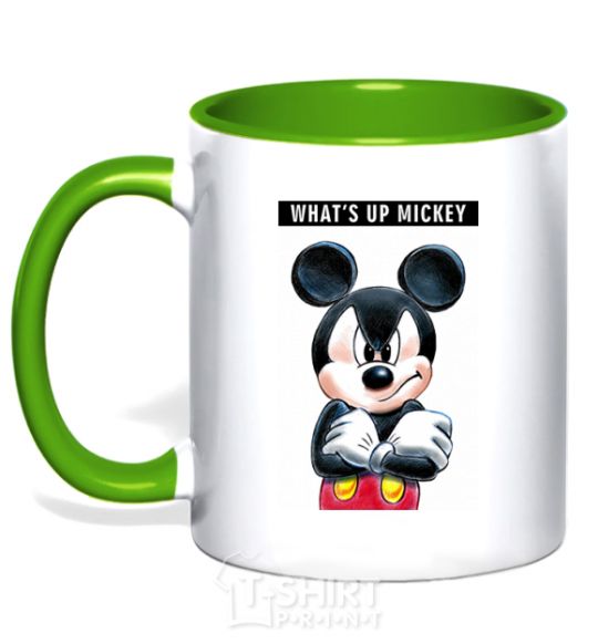 Mug with a colored handle Wat's up Mikey kelly-green фото
