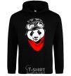 Men`s hoodie A panda in a helmet black фото