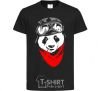Kids T-shirt A panda in a helmet black фото