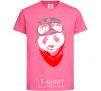 Kids T-shirt A panda in a helmet heliconia фото