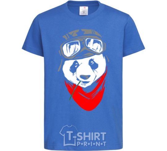 Детская футболка Панда в шлеме Ярко-синий фото
