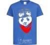 Kids T-shirt A panda in a helmet royal-blue фото