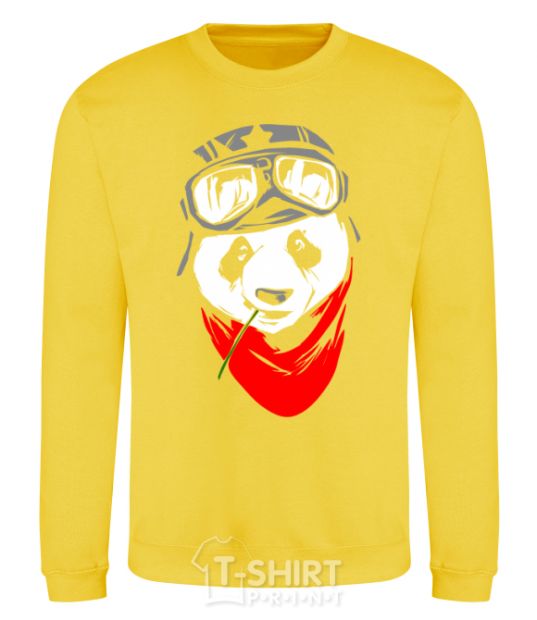 Sweatshirt A panda in a helmet yellow фото