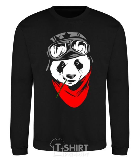 Sweatshirt A panda in a helmet black фото