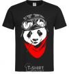 Men's T-Shirt A panda in a helmet black фото