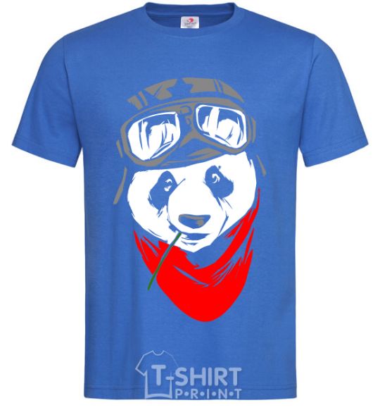 Men's T-Shirt A panda in a helmet royal-blue фото