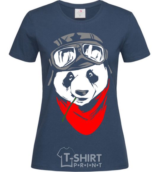 Женская футболка Панда в шлеме Темно-синий фото