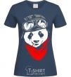 Women's T-shirt A panda in a helmet navy-blue фото