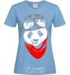 Women's T-shirt A panda in a helmet sky-blue фото