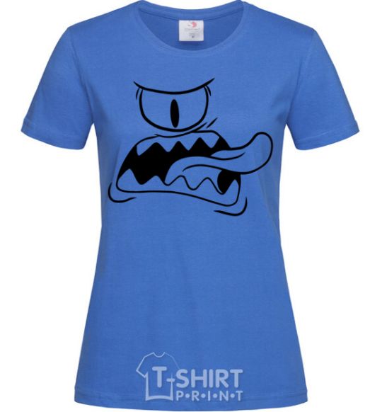 Women's T-shirt The face of the monster royal-blue фото