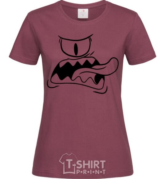 Women's T-shirt The face of the monster burgundy фото