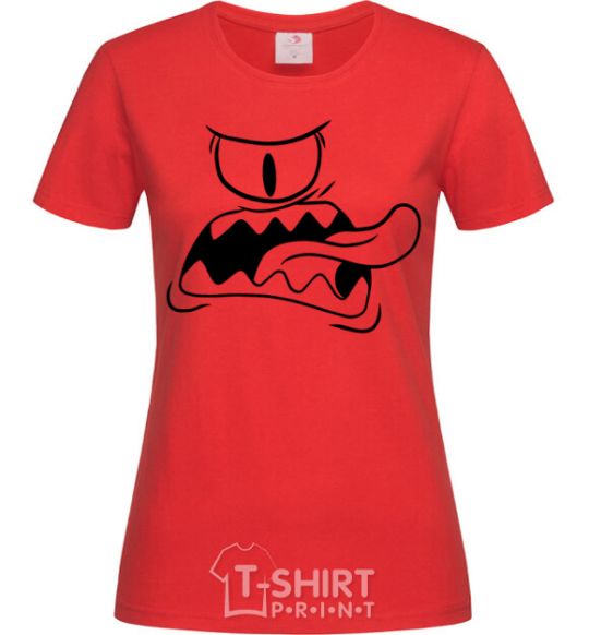 Women's T-shirt The face of the monster red фото