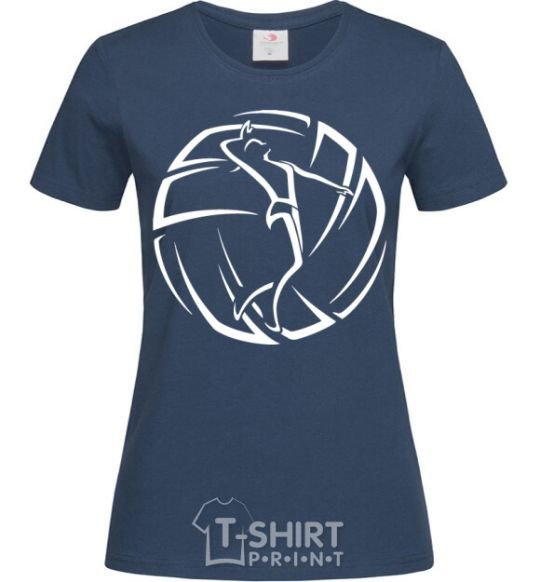 Women's T-shirt The girl in the volleyball navy-blue фото