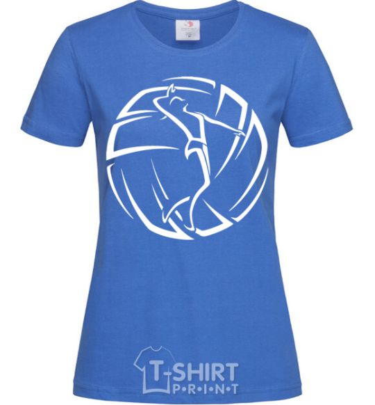 Women's T-shirt The girl in the volleyball royal-blue фото