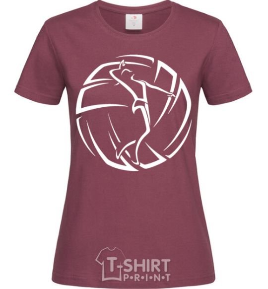 Women's T-shirt The girl in the volleyball burgundy фото