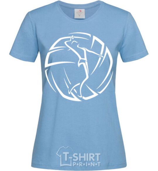 Women's T-shirt The girl in the volleyball sky-blue фото