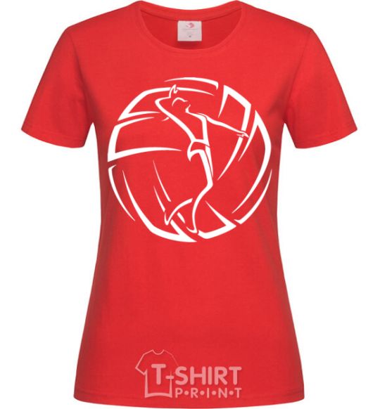 Women's T-shirt The girl in the volleyball red фото