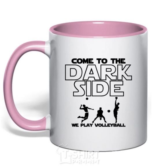 Mug with a colored handle We play volleyball light-pink фото