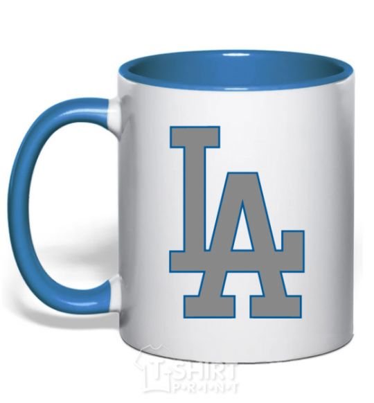 Mug with a colored handle LA royal-blue фото
