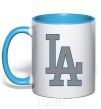 Mug with a colored handle LA sky-blue фото