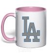 Mug with a colored handle LA light-pink фото