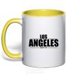 Mug with a colored handle Los Angeles since 1781 yellow фото