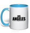 Mug with a colored handle Los Angeles since 1781 sky-blue фото