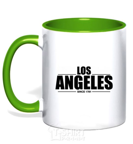 Mug with a colored handle Los Angeles since 1781 kelly-green фото
