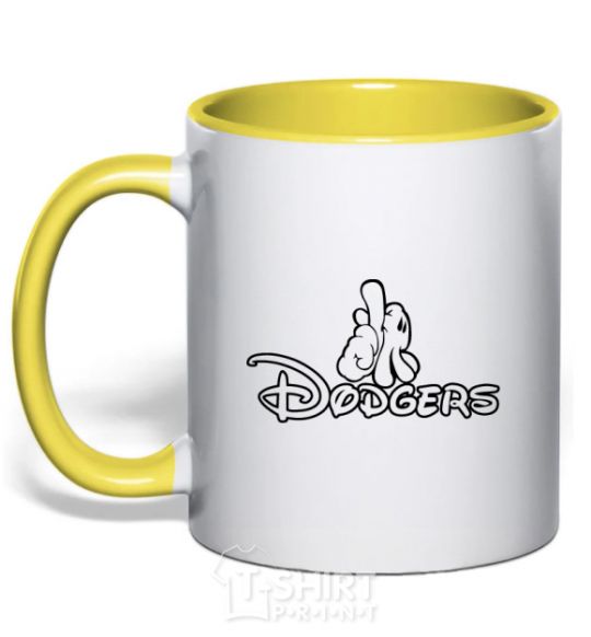Mug with a colored handle LA Dodgers yellow фото