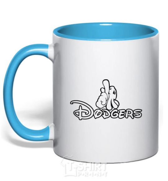 Mug with a colored handle LA Dodgers sky-blue фото