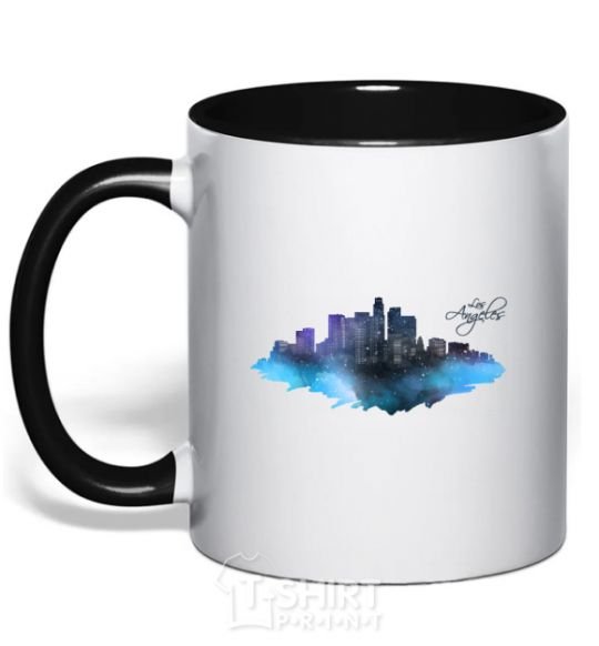 Mug with a colored handle LA city black фото