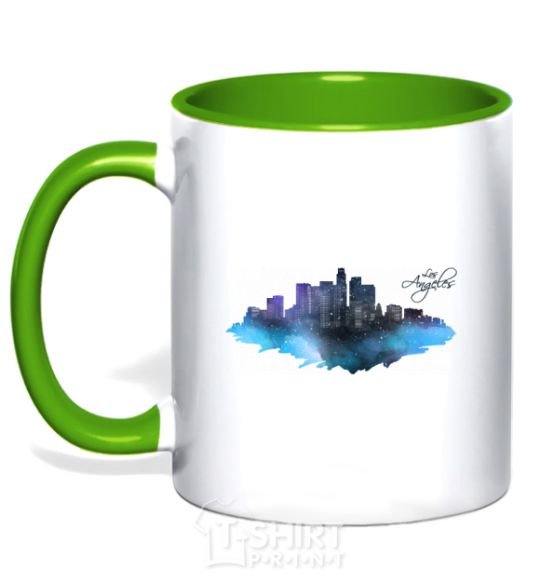 Mug with a colored handle LA city kelly-green фото