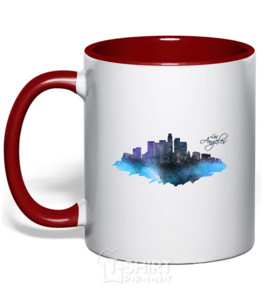 Mug with a colored handle LA city red фото