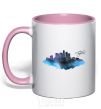 Mug with a colored handle LA city light-pink фото