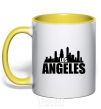 Mug with a colored handle Los Angeles towers yellow фото