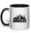 Mug with a colored handle Los Angeles towers black фото