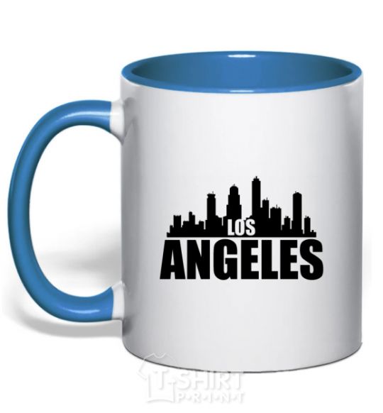 Mug with a colored handle Los Angeles towers royal-blue фото