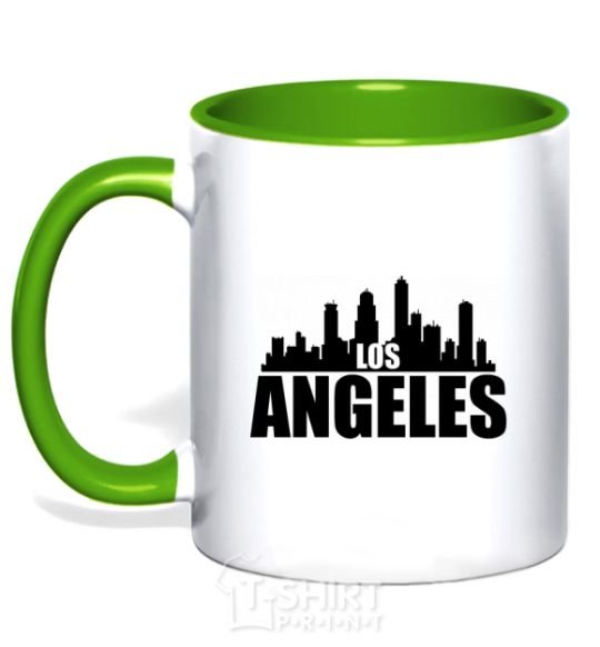 Mug with a colored handle Los Angeles towers kelly-green фото