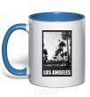 Mug with a colored handle Los Angeles photo royal-blue фото