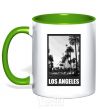 Mug with a colored handle Los Angeles photo kelly-green фото