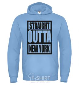 Men`s hoodie Straight outta New York sky-blue фото