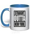 Mug with a colored handle Straight outta New York royal-blue фото
