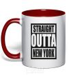 Mug with a colored handle Straight outta New York red фото