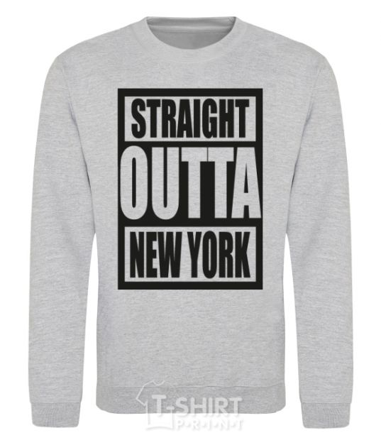 Свитшот Straight outta New York Серый меланж фото